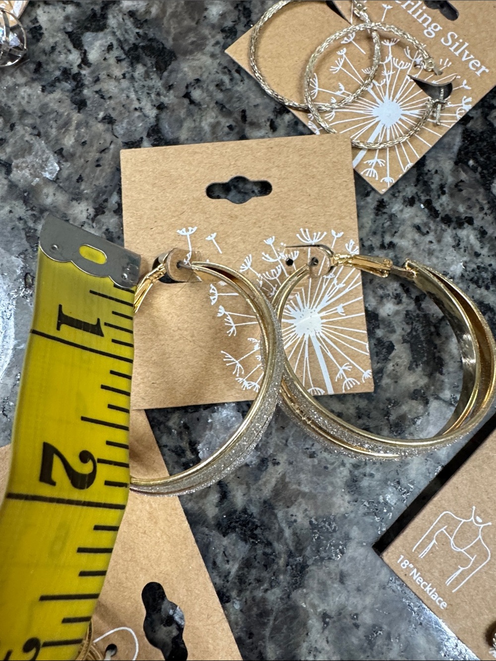 Gold-Tone Hoop and Stud Earring Set - 925 Sterling Silver Accent jewelry bundle - Picture 7 of 11